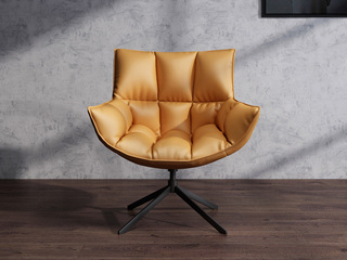  极简风格 AC29（转椅）超纤皮铁架喷砂 9孔纤维棉 超纤皮休闲椅