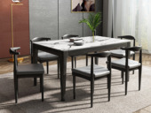 米勒 现代简约 环保皮艺 优选实木 黑+灰色 细纹餐椅（单把价格 需双数购买 单数不发货）