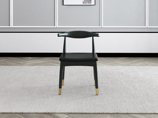 轻奢风格 Q302 黑色超纤皮 铁艺脚餐椅