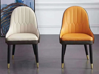 现代简约 优质PU皮 橡木脚 橙+棕色 餐椅（单把价格 需双数购买 单数不发货）