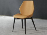 米勒 极简风格 优质皮艺 碳素钢脚架 橘黄色 软包餐椅