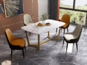 纳德威 轻奢风格 大理石面 镀金框架 1.4m餐桌
