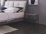 玛蒂芙 现代简约 科技布 板木结构 五金脚 灰色 床头柜