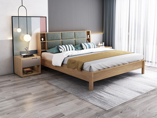  北欧风格 泰国进口橡胶木 纳米科技布面料 松木床板条 1.5*2.0米床