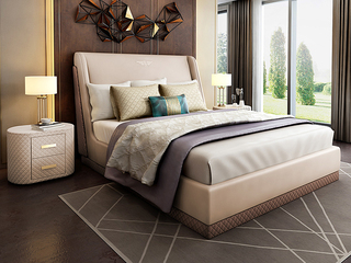  轻奢风格 皮艺 1.5*2.0米床（搭配10公分松木排骨架）