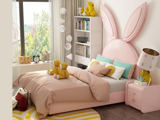  轻奢风格 扪皮 粉色 床头柜