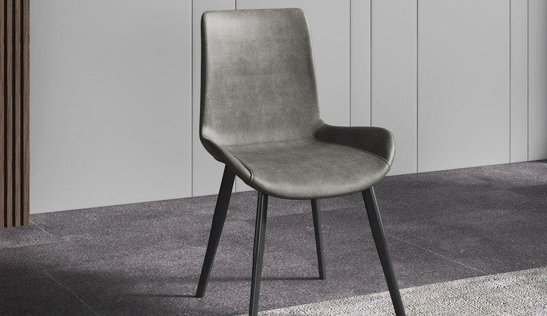 卡罗亚 极简风格 优质皮艺 灰色 餐椅（单把价格 需双数购买 单数不发货）