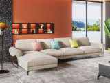 卡罗亚 现代简约天然优质棉麻实木框架颜质兼具布艺转角沙发（1+3+右贵妃）