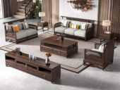 匠品名居 新中式风格 乌金木 网格镂空款（1+2+3）套装组合 沙发