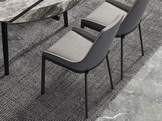  极简风格 科技布+超纤皮 碳素钢 灰色 餐椅