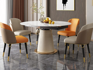  轻奢风格 环保皮 填充高密度海绵 白蜡木 浅灰色+棕色 餐椅