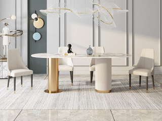  轻奢风格 优质环保皮 高回弹海绵 米白色+浅棕色 餐椅