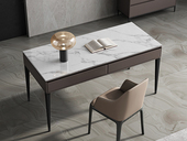 诺美帝斯 极简风格 防刮耐磨岩板桌面 双抽大容量储物 长1.4米书桌