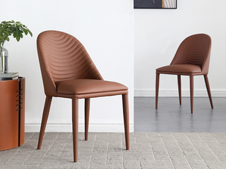  极简风格 高弹舒适 优质进口PU皮 褐色 餐椅（单把价格 需双数购买 单数不发货）