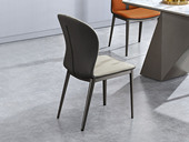 卡罗亚 现代简约 优质科技皮 高弹舒适 浅灰色座包 枪色脚 餐椅