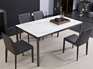  极简风格 防滑耐磨 易清洗 哑光岩板 餐桌