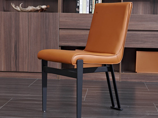  极简风格 碳素钢+金典皮艺 餐椅