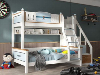  简美风格 实木 环保健康 茉莉花白 1.35*2.0m 儿童双层床（不含梯柜和书架）
